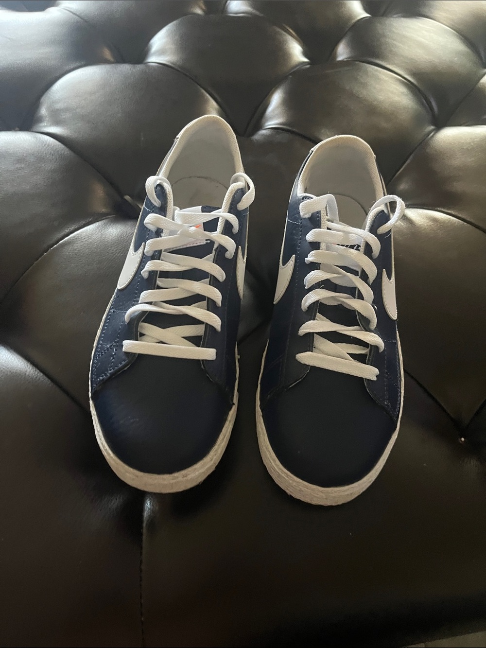 Nike Boys Kids Navy Blue and White Sneakers